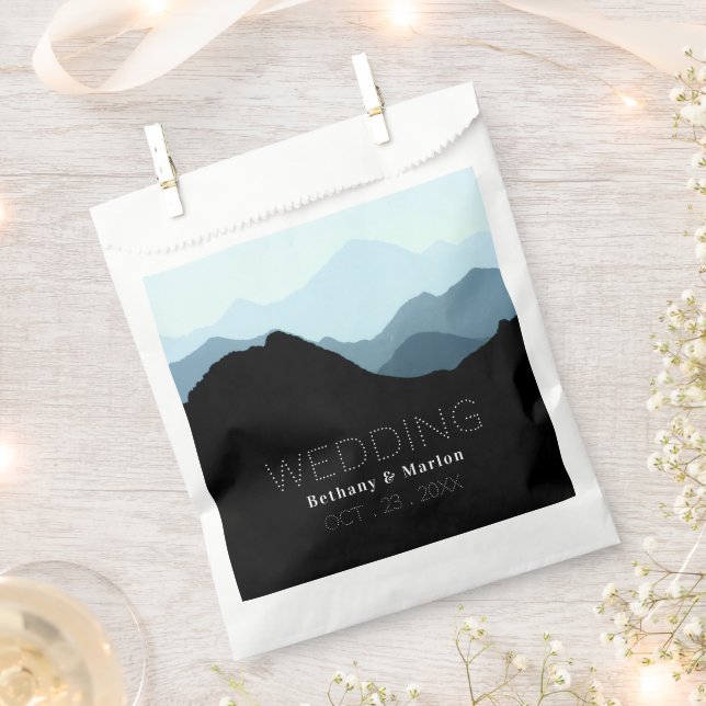 Blue Mountain Range, Rustic Wedding Favour Bags (Clipped)