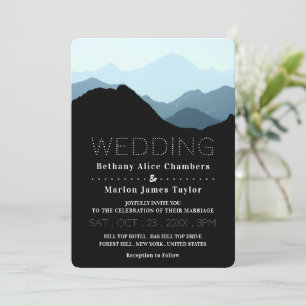 Blue Mountain Range, Rustic Wedding Invitation