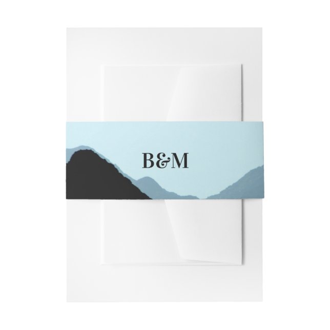 Blue Mountain Range, Rustic Wedding Invitation Belly Band (Front Example)