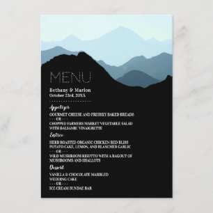 Blue Mountain Range, Rustic Wedding Menu