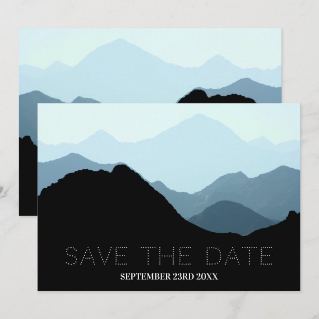 Blue Mountain Range, Rustic Wedding Save The Date (Front/Back)