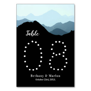 Blue Mountain Range, Rustic Wedding Table Number