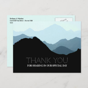 Blue Mountain Range, Rustic Wedding Thank You Postcard