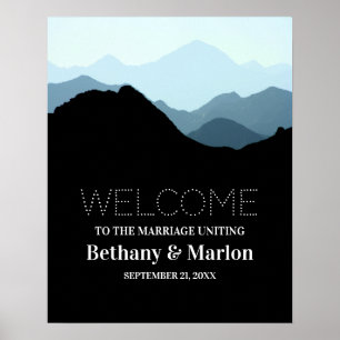 Blue Mountain Range, Rustic Wedding Welcome Poster