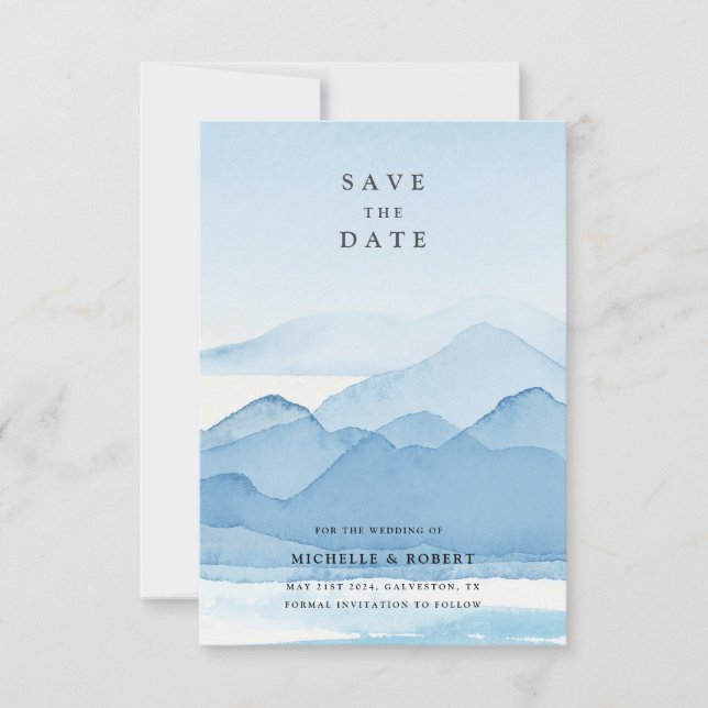 Blue Mountain Range Save The Date Invitation (Front)