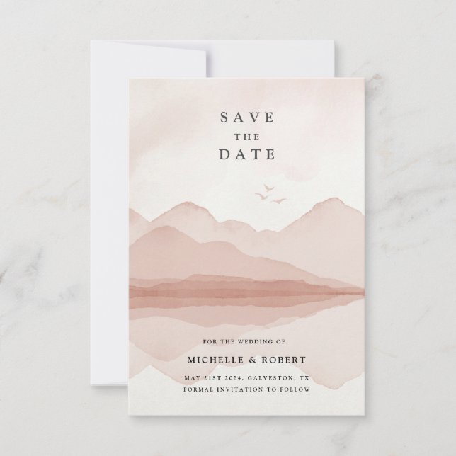 Blue Mountain Range Save The Date Photo Invitation (Front)