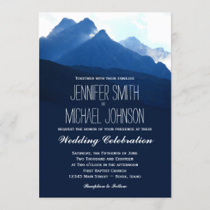 Blue Mountain Range Silhouette Wedding Invitations