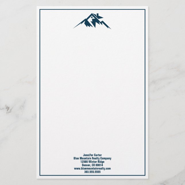 Blue Mountain Real Estate Company Custom Realtor Stationery (Front)