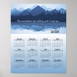Blue Mountain Reflections 2026 Calendar Poster
