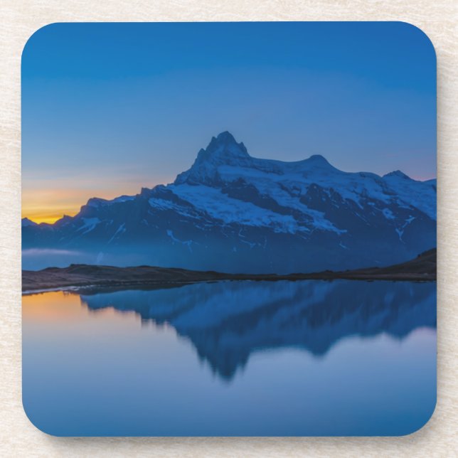 Blue Mountain Sunset Water Reflection Coaster (Front)