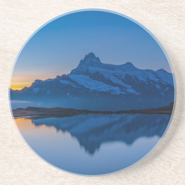Blue Mountain Sunset Water Reflection Coaster (Front)