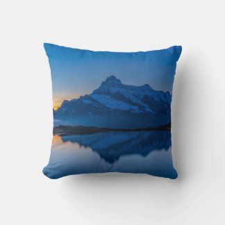 Blue Mountain Sunset Water Reflection Cushion