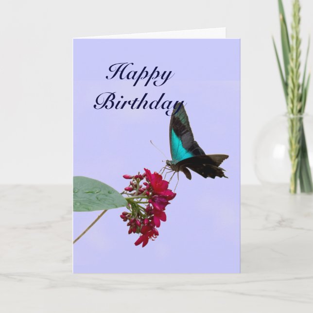 Blue Mountain Swallowtail Butterfly Birthday Card (Front)