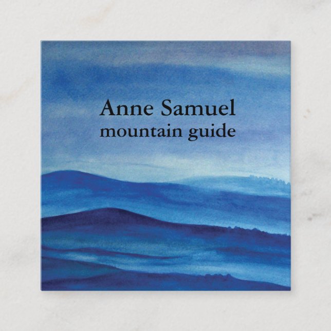 Blue Mountain Watercolor Modern Business Card (Front)