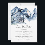 Blue Mountain Watercolor Photo Save the Date<br><div class="desc">Rustic Blue Mountain Watercolor Photo Save the Date Set the tone for your special day with our enchanting Save the Date card. The front showcases a breathtaking watercolor mountain landscape, adorned with serene pine trees, evoking the tranquillity of nature. On the reverse side, personalise your announcement with your cherished photo,...</div>