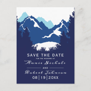 Blue mountain winter wedding Save the Date Announcement Postcard