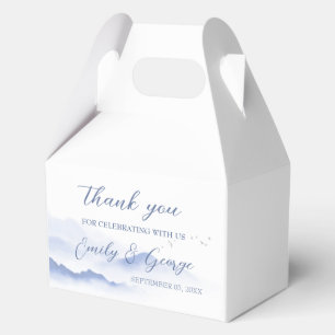 Blue mountains and birds wedding favour box