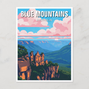 Blue Mountains Australia Travel abstract Postcard