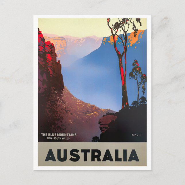 Blue Mountains Australia vintage travel Postcard (Front)