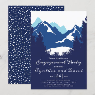 Blue mountains, conifers wedding engagement party invitation