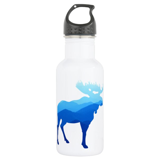 Blue Mountains Moose Silhouette 532 Ml Water Bottle (Front)