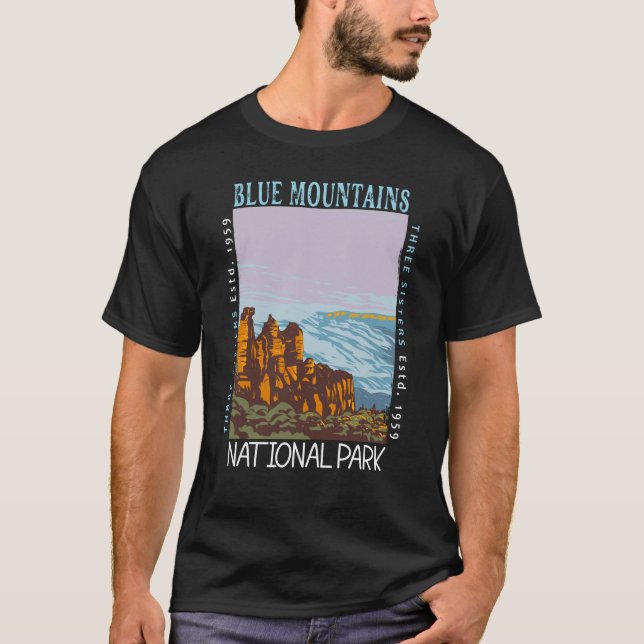 Blue Mountains National Park Australia Distressed T-Shirt (Front)
