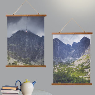 Blue mountains peaks and a valley hanging tapestry