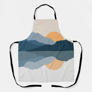 Blue mountains reflected in the lake apron