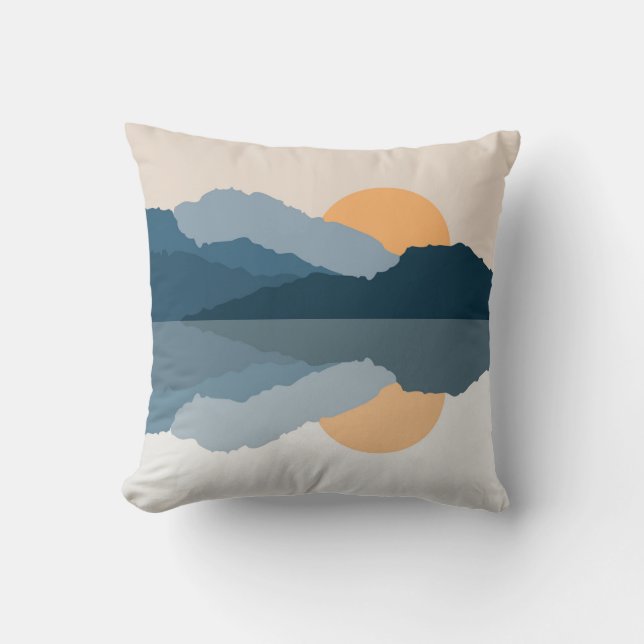 Blue mountains reflected in the lake cushion (Front)