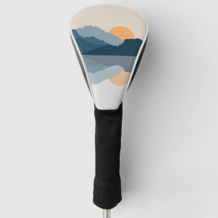 Blue mountains reflected in the lake golf head cover