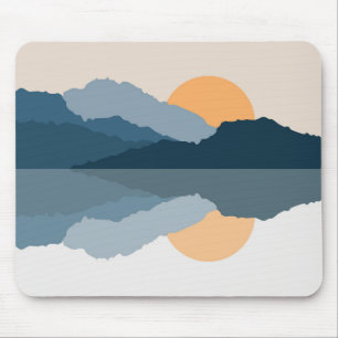 Blue mountains reflected in the lake mouse mat