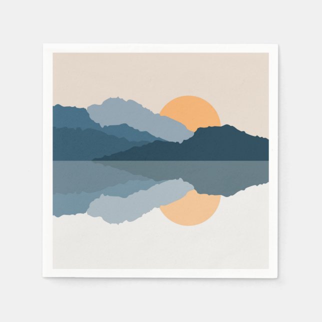 Blue mountains reflected in the lake napkin (Front)