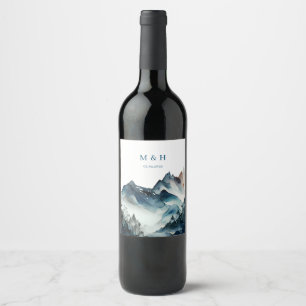 Blue Mountains Rustic Wedding Wine Label