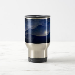 Blue mountains stainless steel travel mug. travel mug