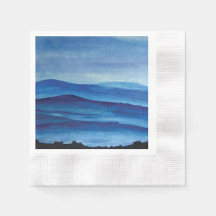 Blue mountains watercolor art landscape napkin