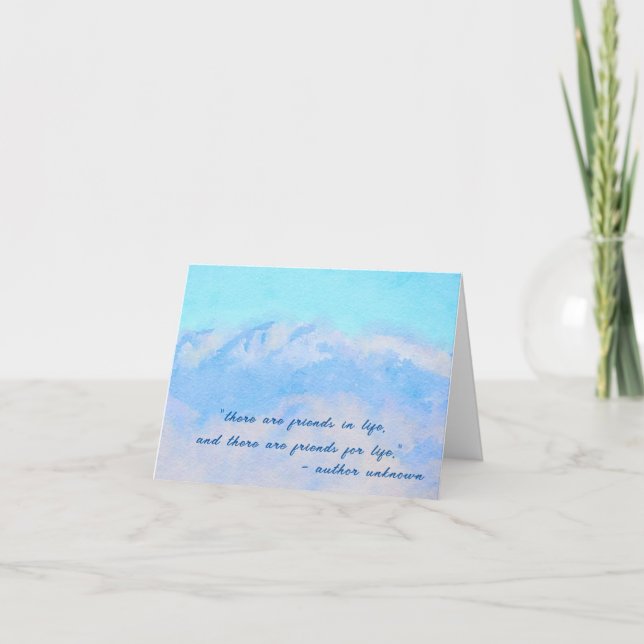 Blue Mountains Watercolor Friends for Life Blank Card (Front)