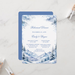 Blue Mountains Watercolor Rehearsal Dinner Invitation