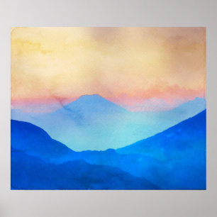 Blue Mountains Watercolour Poster