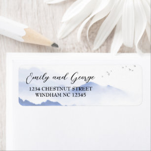 Blue mountains wedding return address labels 