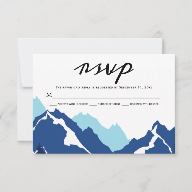 Blue mountains wedding RSVP response card (Front)