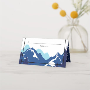 Blue mountains winter wedding folded escort place card