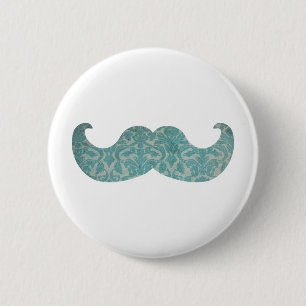 Blue Moustache - Vintage Damask 6 Cm Round Badge