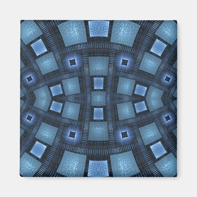 Blue Moves Abstract Geometric Pattern Magnet (Front)