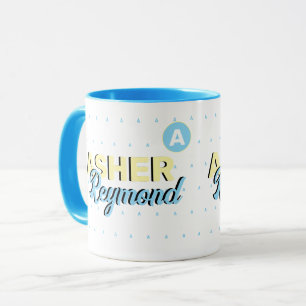 Blue Mug with Name   retro modern monogram