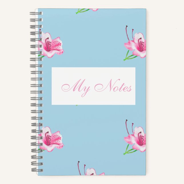 Blue mug with pink Lilly's  Notebook (Front)