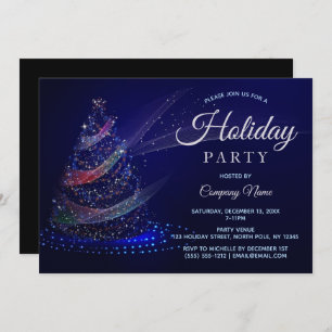 Blue Multi Colour Tree Corporate Holiday Party Invitation