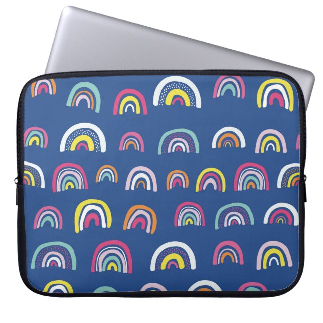 Blue Multi Rainbow Laptop Sleeve (Front)