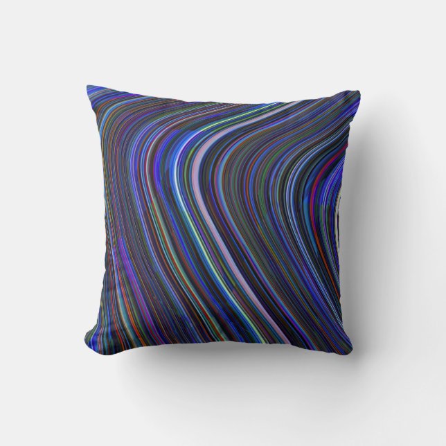 Blue Multi Striped Abstract Pillow (Front)