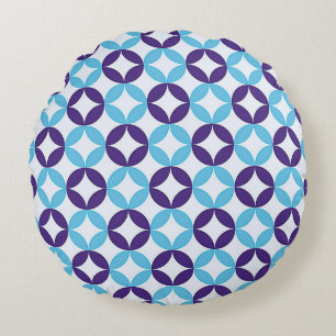 Blue Multicolored delicate Pattern Round Cushion