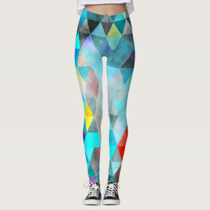 blue multicoloured patterned leggings